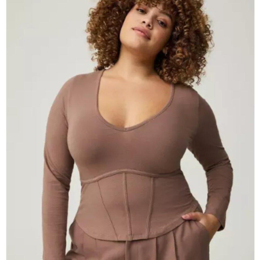 Torrid Taupe Foxy V-Neck Corset Top NWT